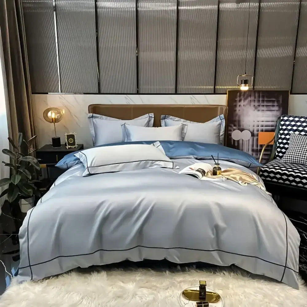 Navy Gold Cotton Duvet