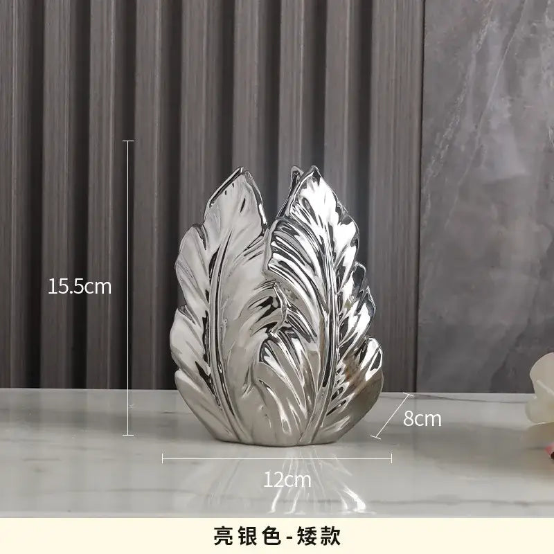 Gold Ceramic Feather Vase