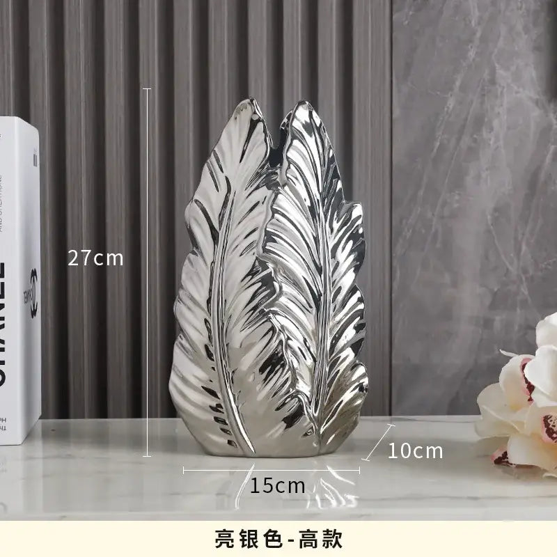 Gold Ceramic Feather Vase