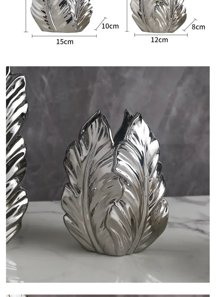Gold Ceramic Feather Vase