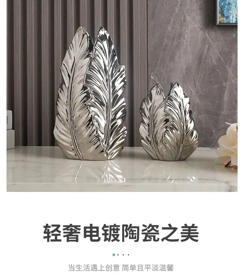 Gold Ceramic Feather Vase