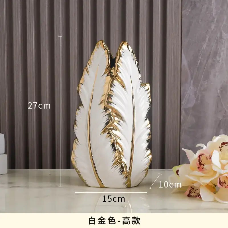 Gold Ceramic Feather Vase