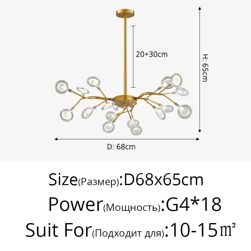 Gold Globe LED Chandelier 9-54 Heads