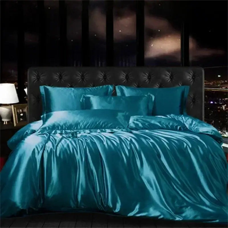 Navy Satin Bedding Set