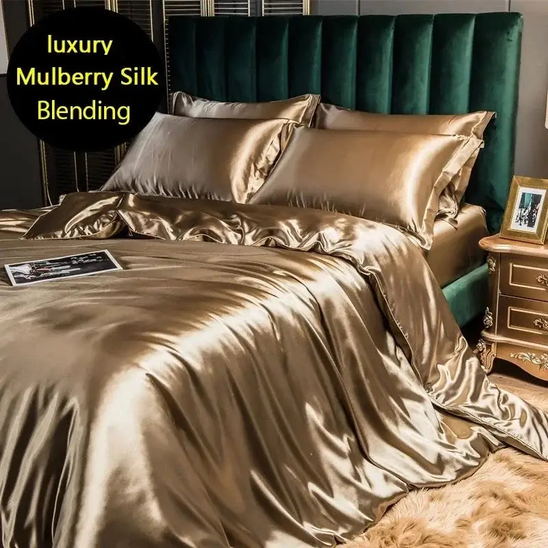 Turquoise Satin Duvet Set
