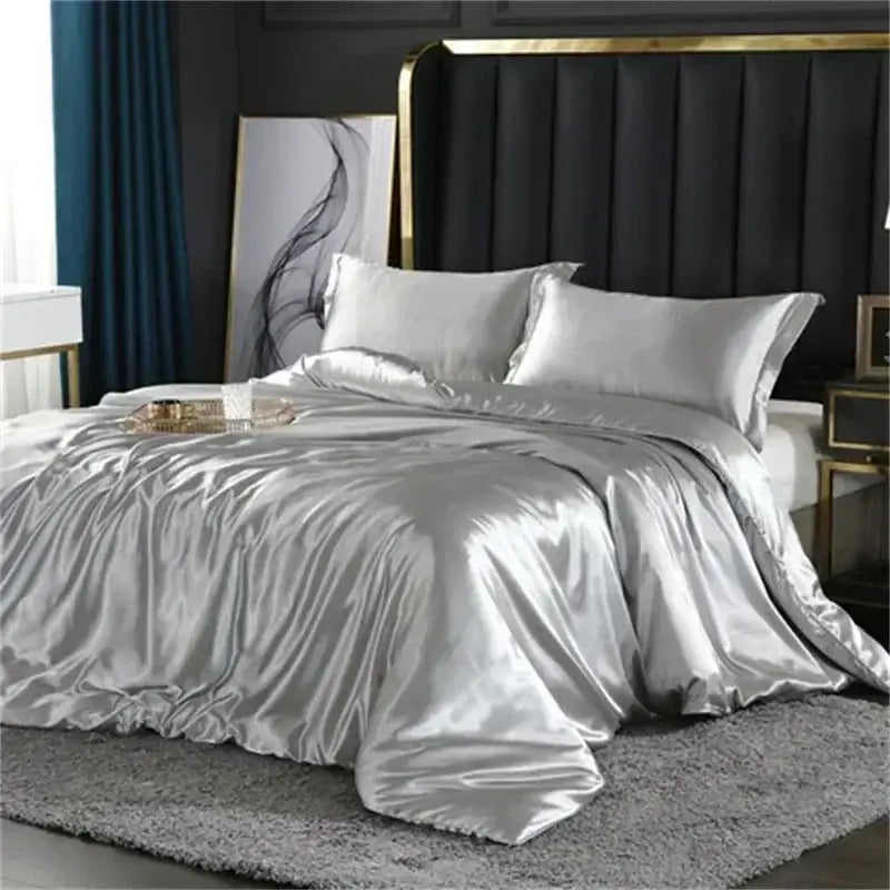 Pink Silver Silk Bedding