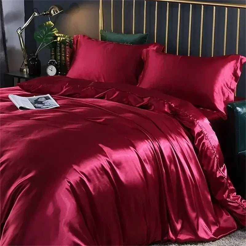 Pink Silver Silk Bedding