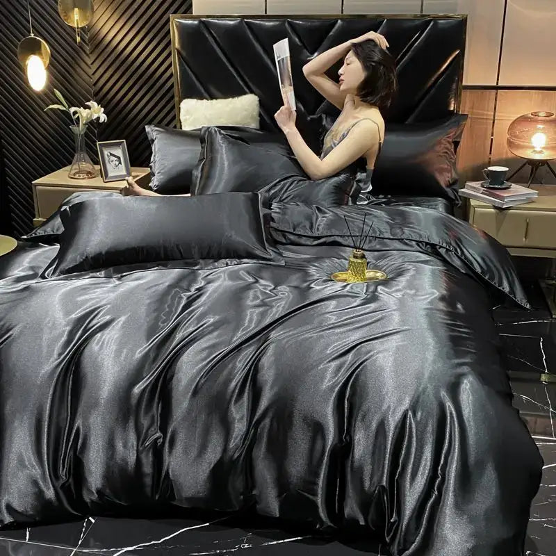 Pink Satin Duvet Set Twin to Full Size