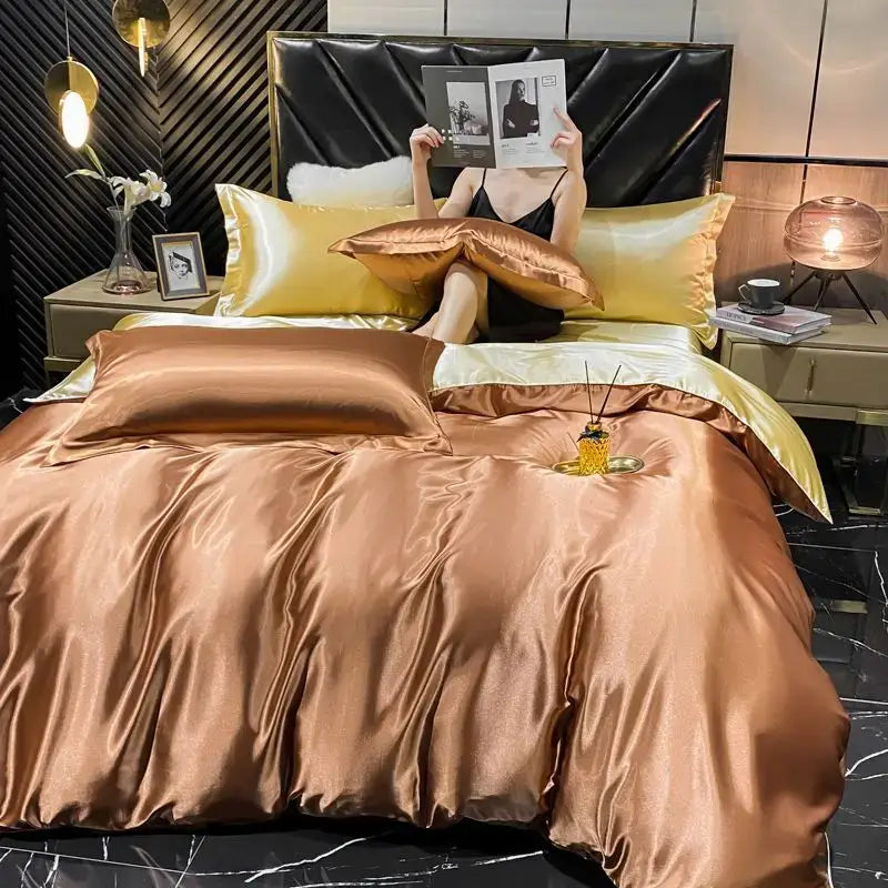 Pink Satin Duvet Set Twin to Full Size