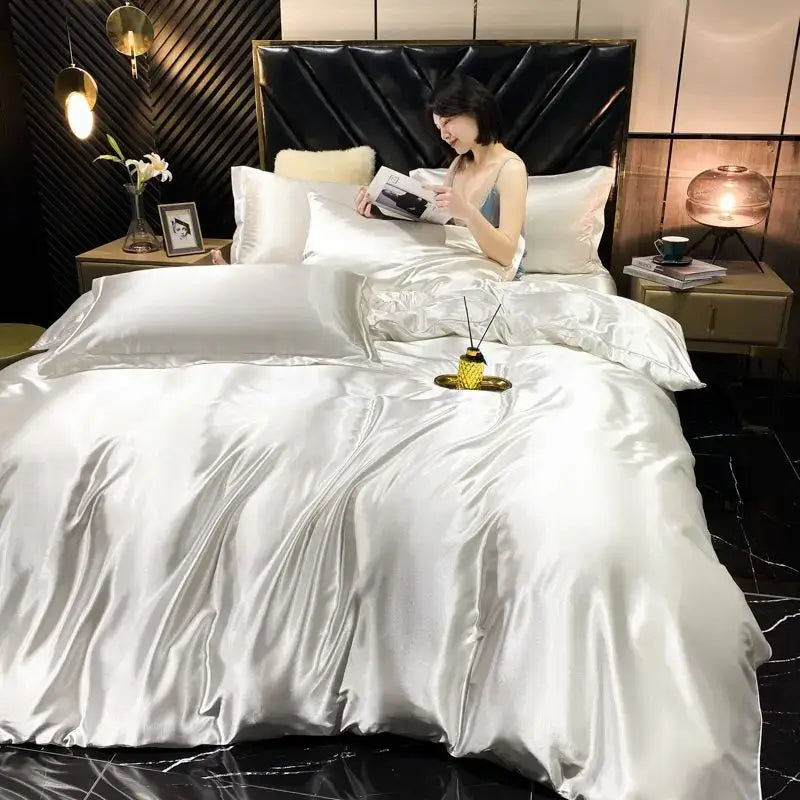 Dark Brown Satin Duvet Cover