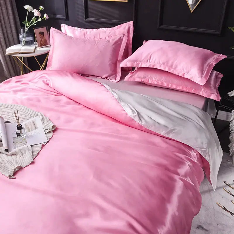 Copper Cream Satin Bedding Set