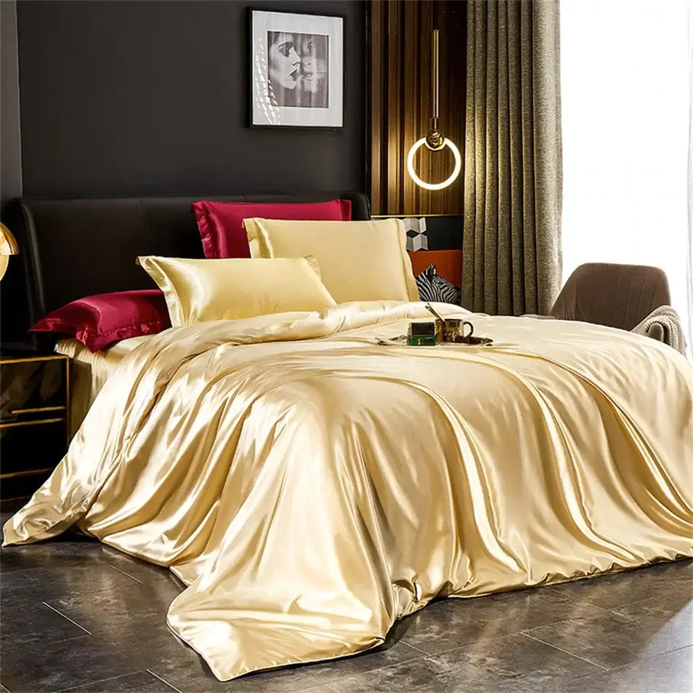 Turquoise Satin Gold Bedding