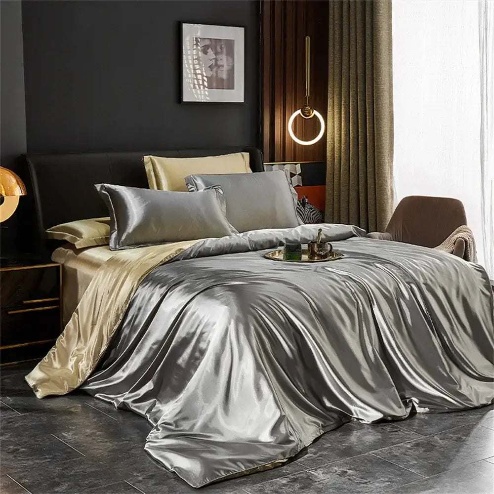 Turquoise Satin Gold Bedding