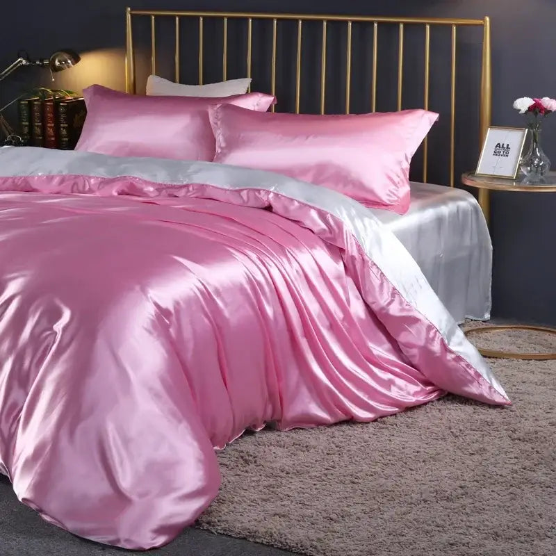 Gold Red Satin Bedding