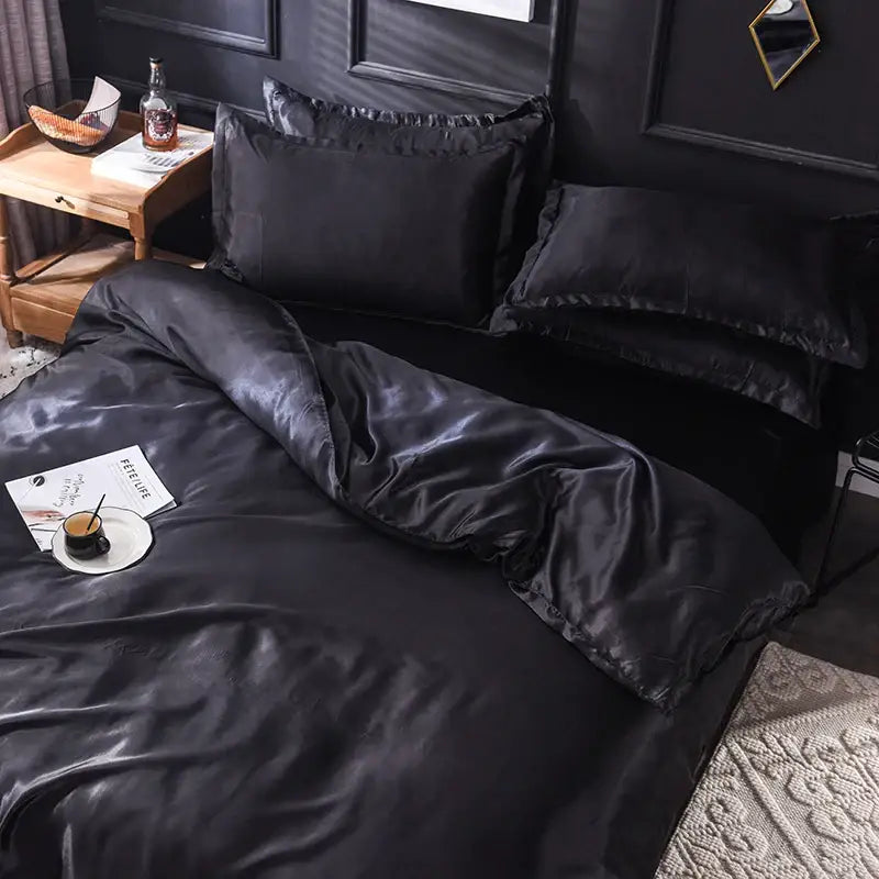 Black Silk Ruffled Set