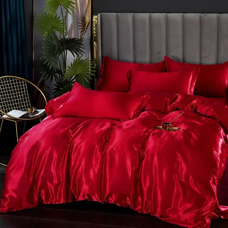 White Satin Bedding Set