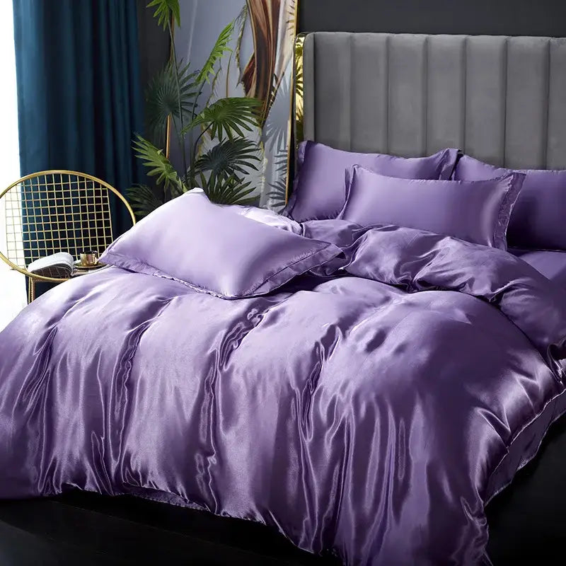 Champagne Gold Satin Duvet Set Silky Smooth