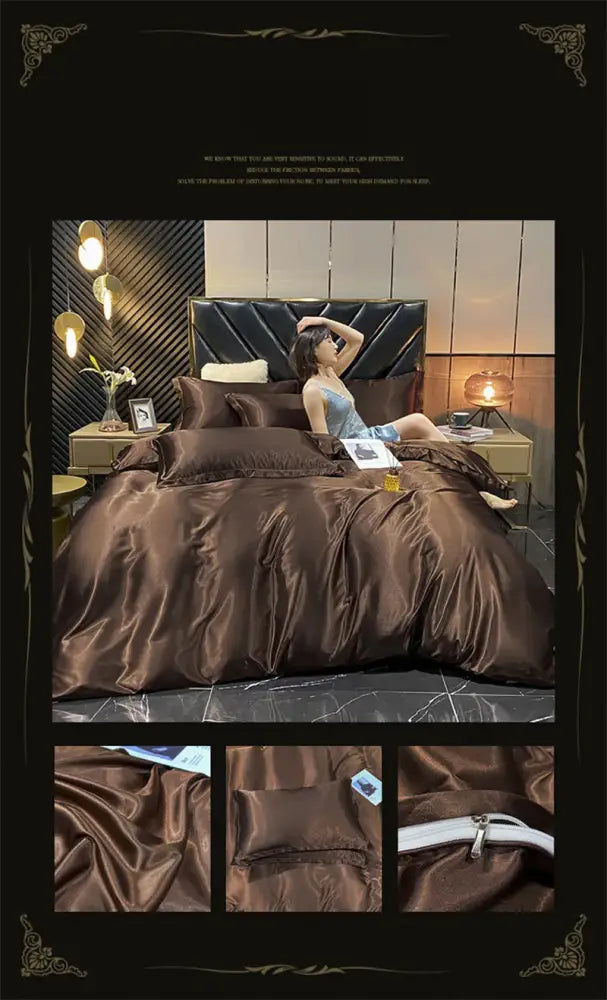 Silver Satin Duvet Set