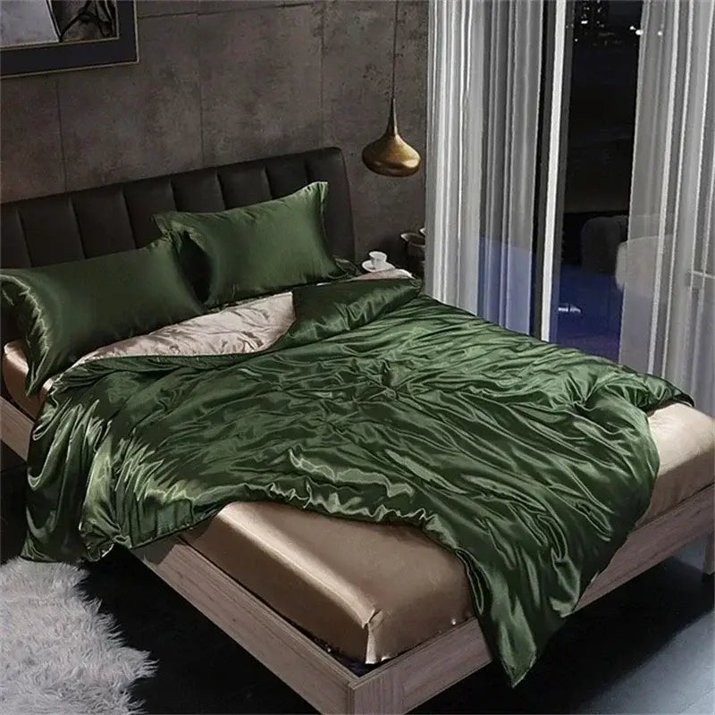 Emerald Satin Duvet Set