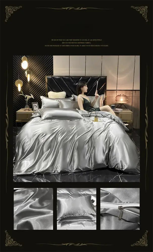 Green Cream Satin Bedding