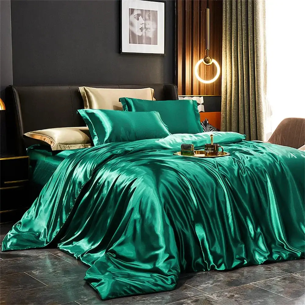 100 Percent Silk Light Jade Bedding Set