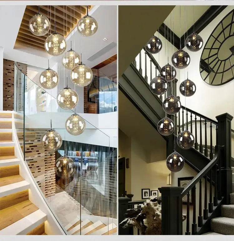 Amber Glass Spiral Chandelier