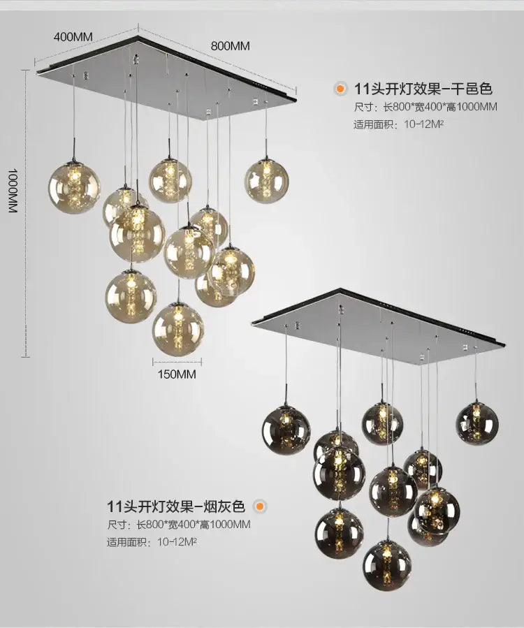 Amber Glass Spiral Chandelier