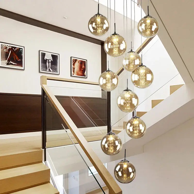 Amber Glass Spiral Chandelier