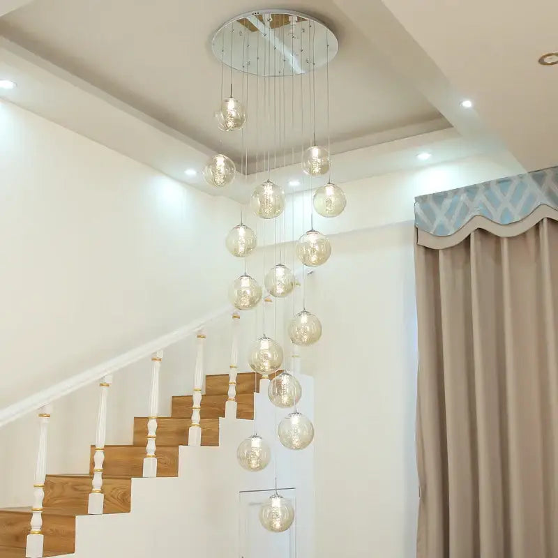 Amber Glass Spiral Chandelier