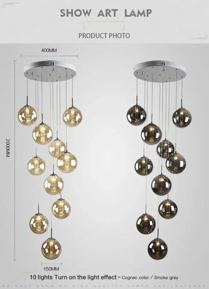 Amber Glass Spiral Chandelier