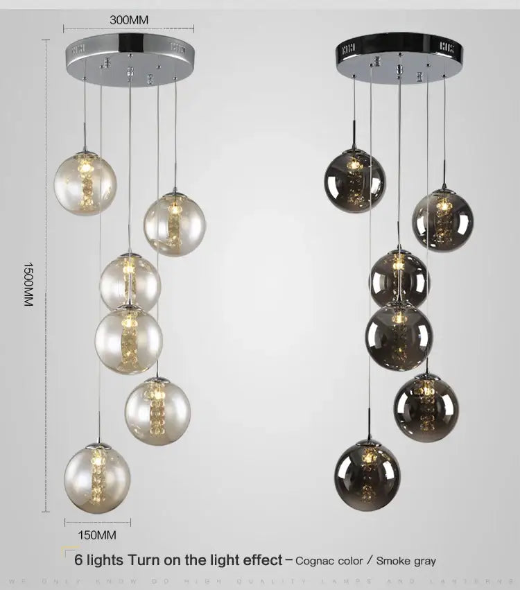 Amber Glass Spiral Chandelier