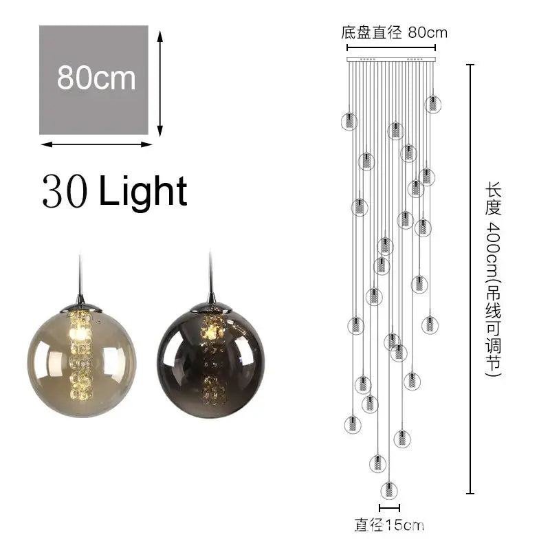 Amber Glass Spiral Chandelier