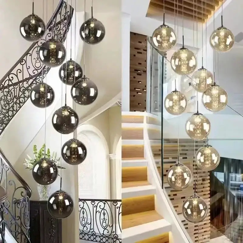Amber Glass Spiral Chandelier