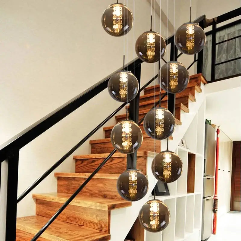 Amber Glass Spiral Chandelier