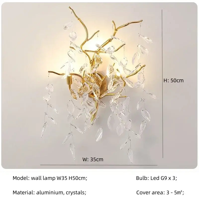 Golden Leaf Crystal Chandelier