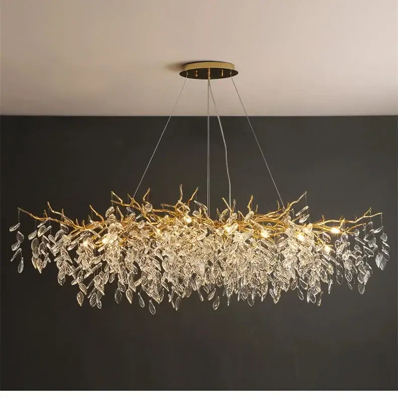 Golden Leaf Crystal Chandelier