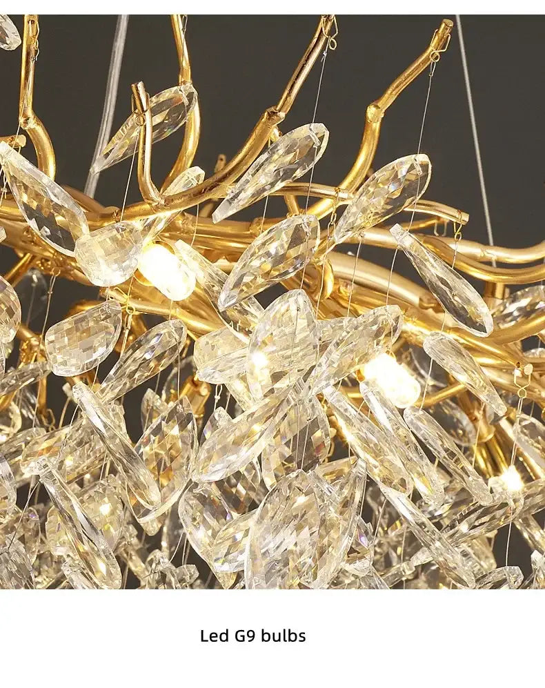 Golden Leaf Crystal Chandelier