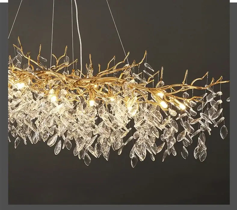 Golden Leaf Crystal Chandelier