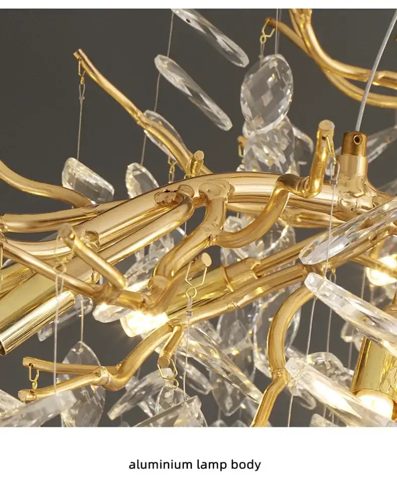 Golden Leaf Crystal Chandelier