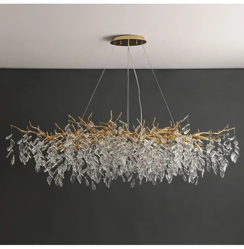 Golden Leaf Crystal Chandelier