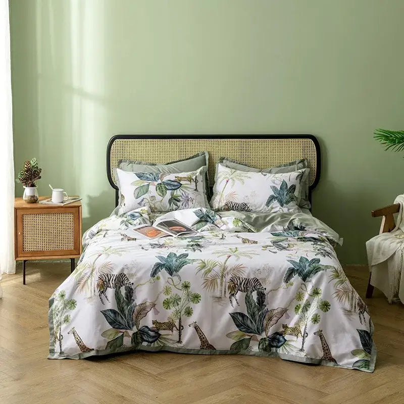Dark Gray Egyptian Cotton Hummingbird Duvet Set