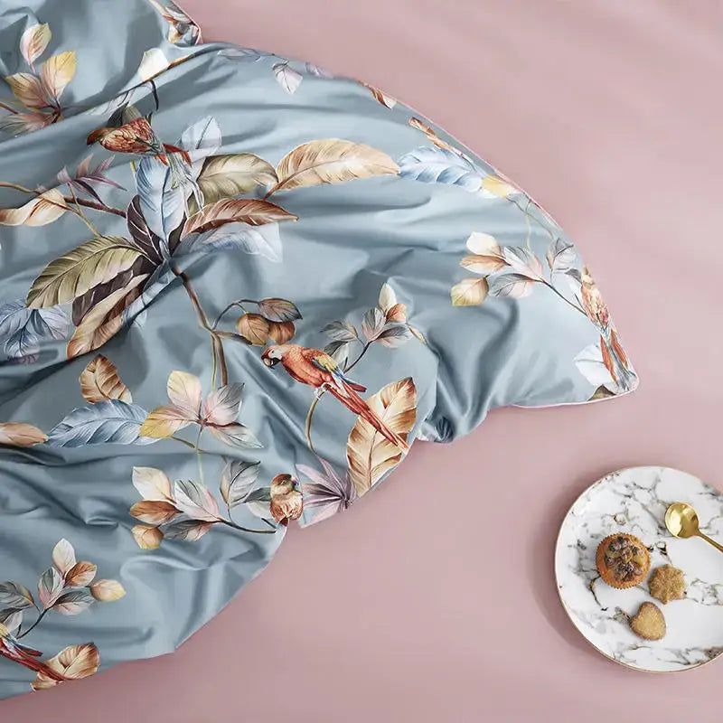 Floral White Cotton Duvet