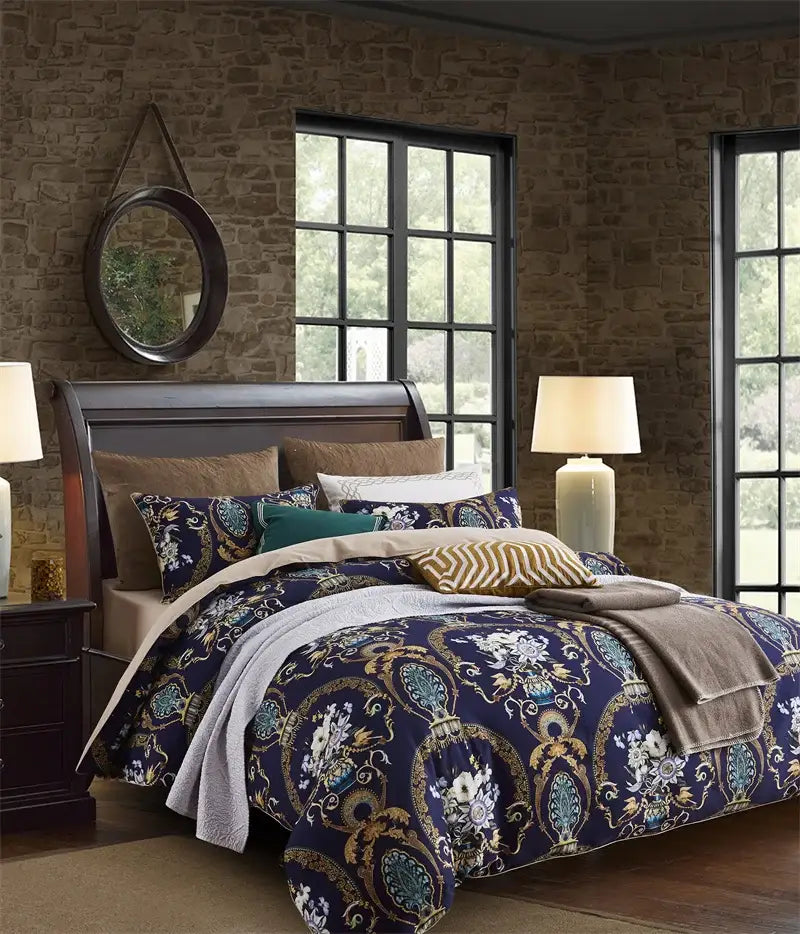 Blue Floral Cotton Bedding