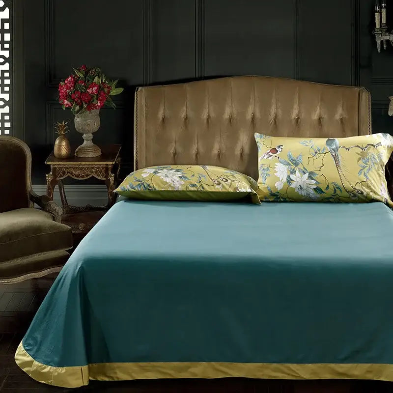 Dark Gray Egyptian Cotton Hummingbird Duvet Set