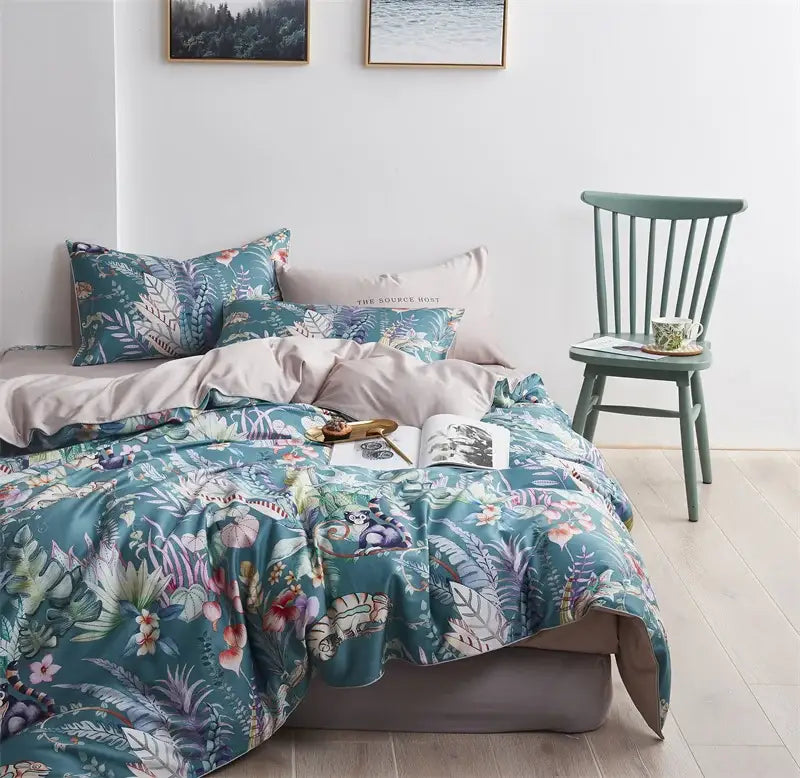 Navy Flamingo Egyptian Cotton Duvet Set