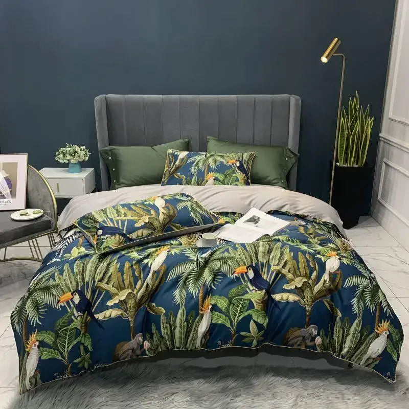 Navy Feather Duvet Set