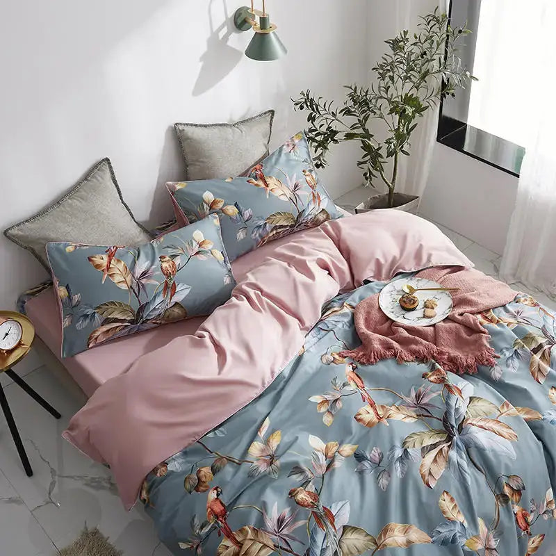 Green Floral Cotton Bedding