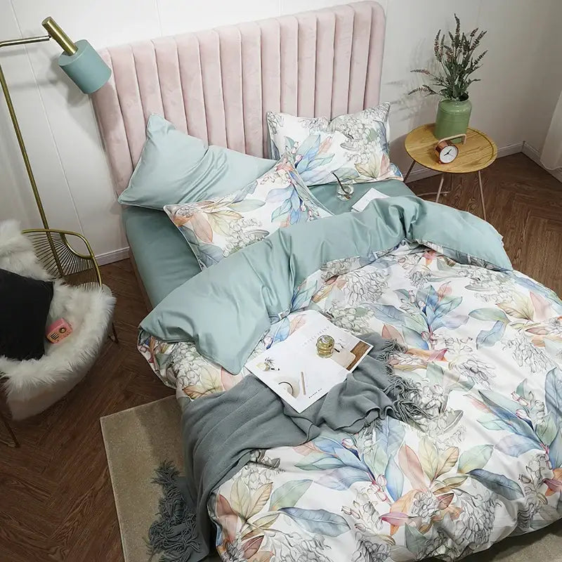 Green Floral Cotton Bedding