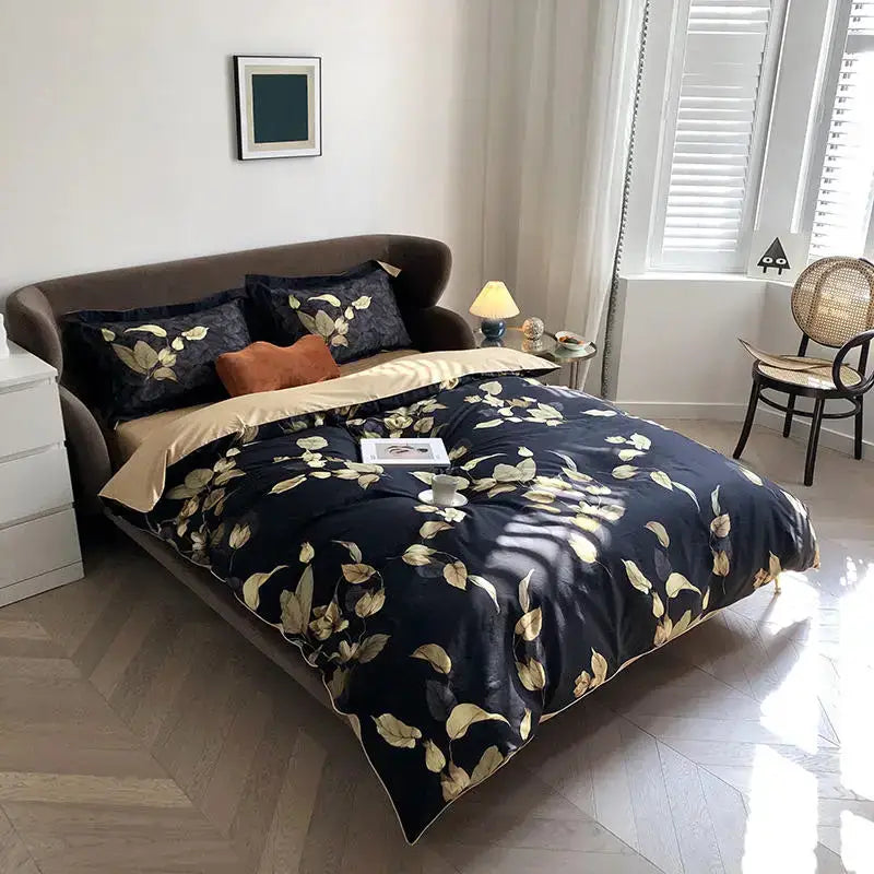Navy Feather Duvet Set