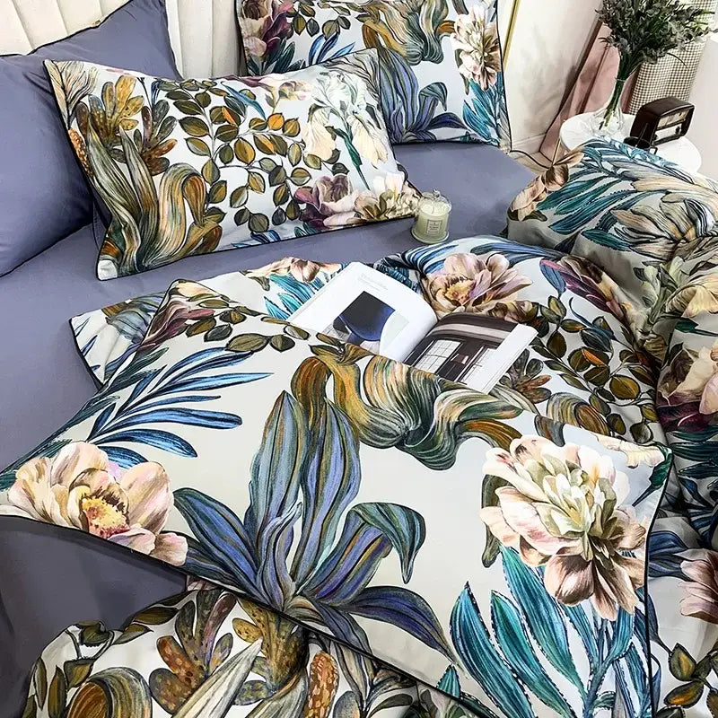 Green Floral Cotton Bedding